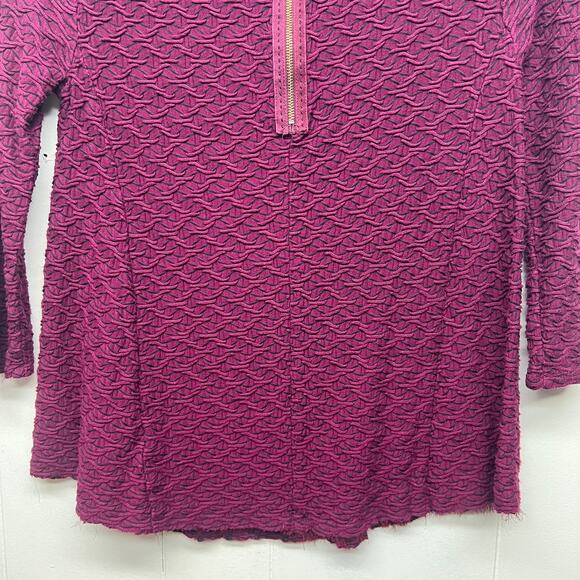Anthropologie Postmark Burgundy Textured Top Size XS 3/4 Sleeve Flowy - Picture 8 of 11